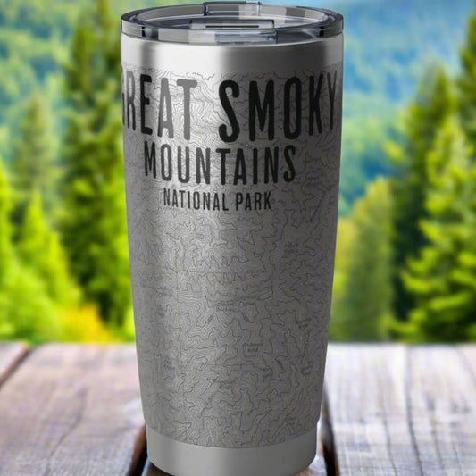 Great Smoky Mountains National Park Topographic Tumbler 20oz Mug Printify