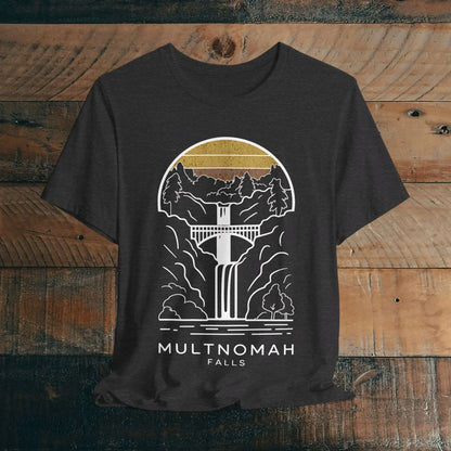 Multnomah Falls Oregon Unisex Fit Soft T-shirt River Gorge T-Shirt Printify Dark Grey Heather S