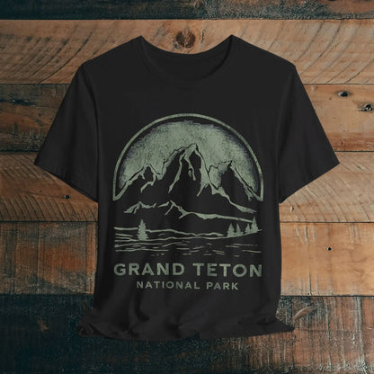 Grand Teton National Park Unisex Fit Soft T-Shirt Vintage Distressed Mountains T-Shirt Printify Black S