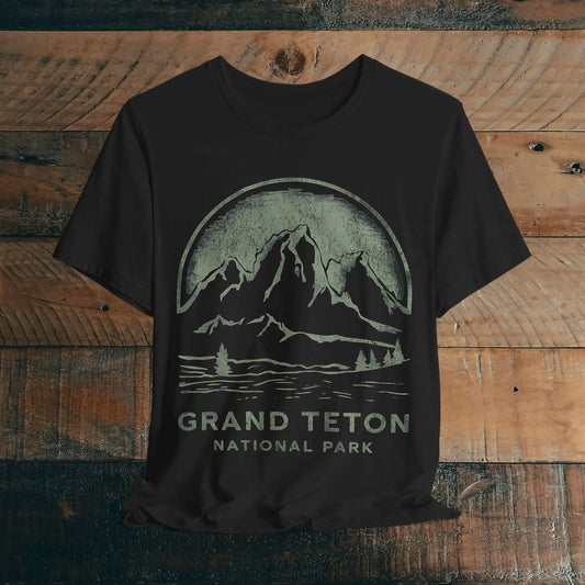 Grand Teton National Park Unisex Fit Soft T-Shirt Vintage Distressed Mountains T-Shirt Printify Black S