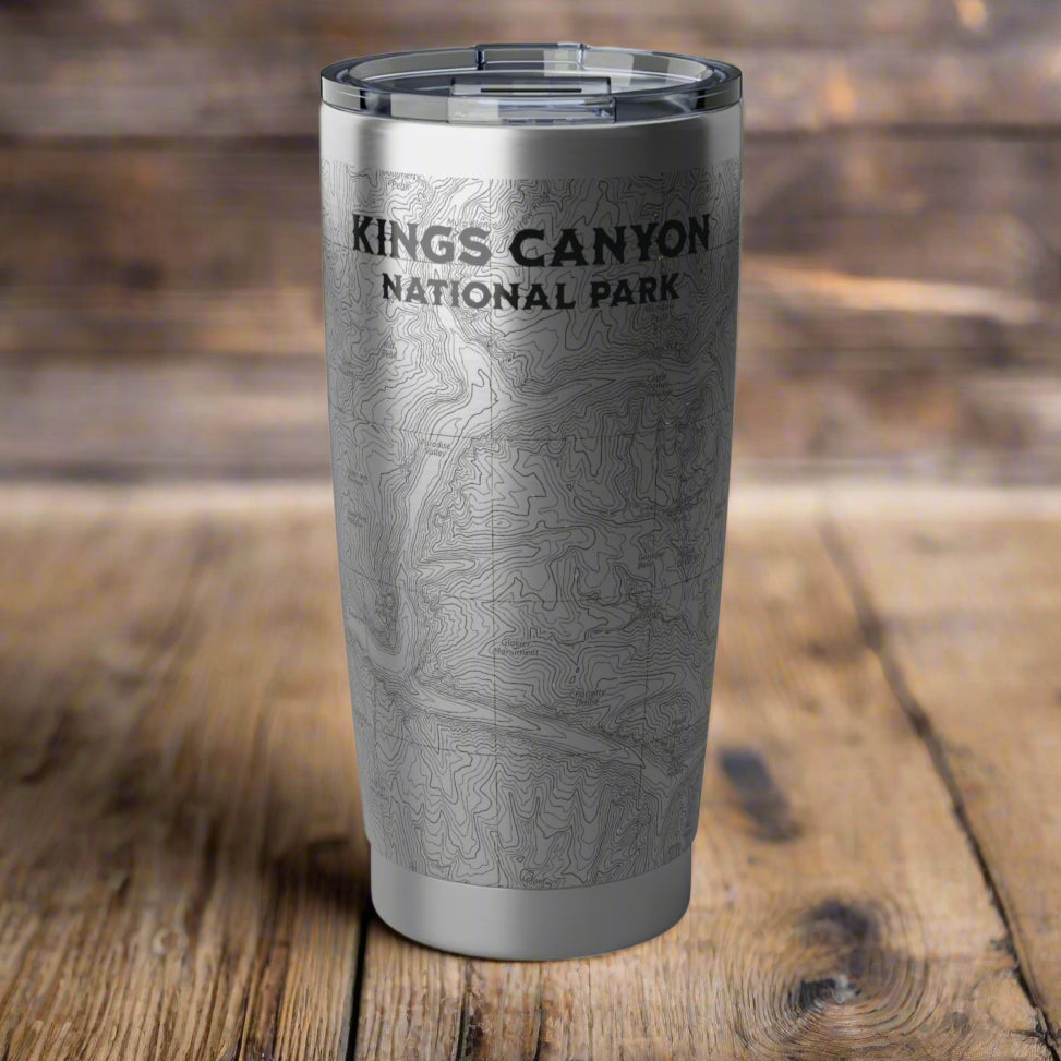 Kings Canyon National Park Topographic Insulated Tumbler 20oz California Sierra Nevada Mug Printify 20oz Silver