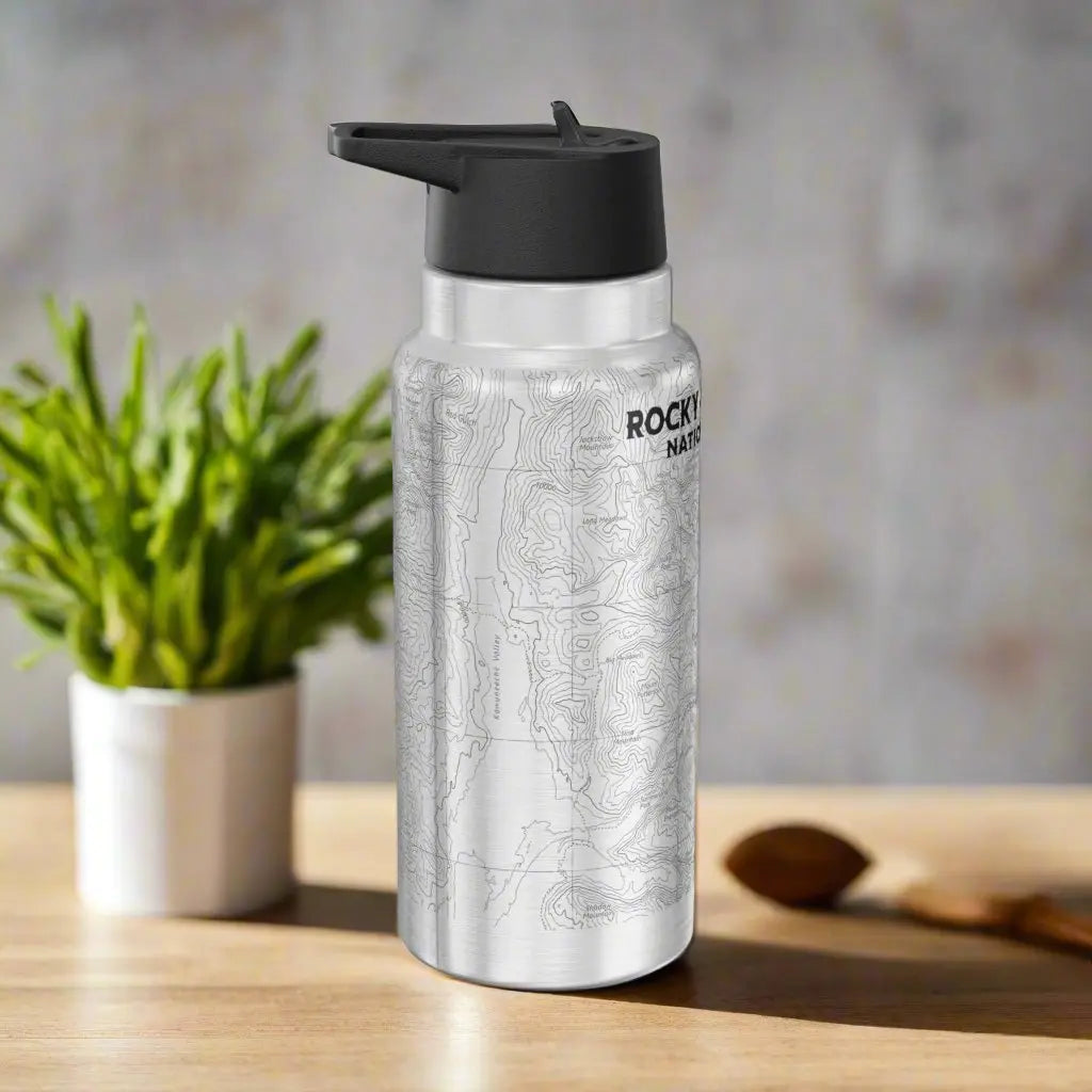 Rocky Mountain National Park Topographic Insulated Water Bottle Tumbler 32oz Mug Printify