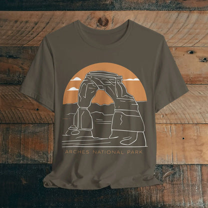 Arches National Park Unisex Fit Soft T-Shirt Delicate Arch Sunset T-Shirt Printify Army S