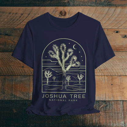 Joshua Tree National Park Desert Line Art Unisex Fit Soft T-Shirt T-Shirt Printify Navy S