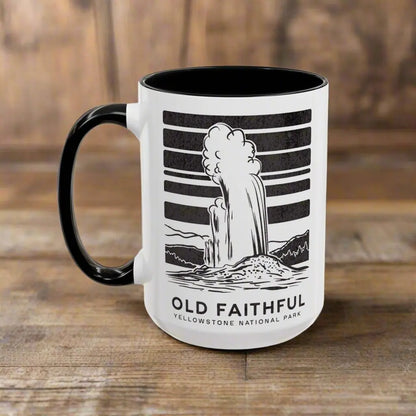 Old Faithful Geyser Yellowstone National Park Coffee Mug Mug Printify 15oz Black