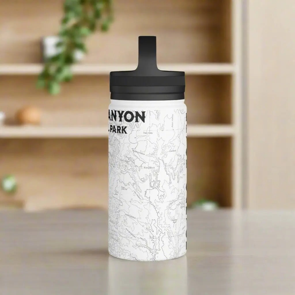 Bryce Canyon National Park Topographic Stainless Steel Water Bottle Handle Lid water bottle Printify