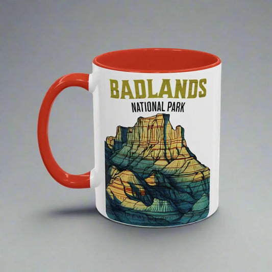 Badlands National Park Accent Coffee Mug 11oz 15oz Mug Printify 11oz Red