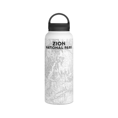 Zion National Park Insulated Stainless Steel Water Bottle (3 Sizes, 3 Lid Options) water bottle Printify White 32oz Handle