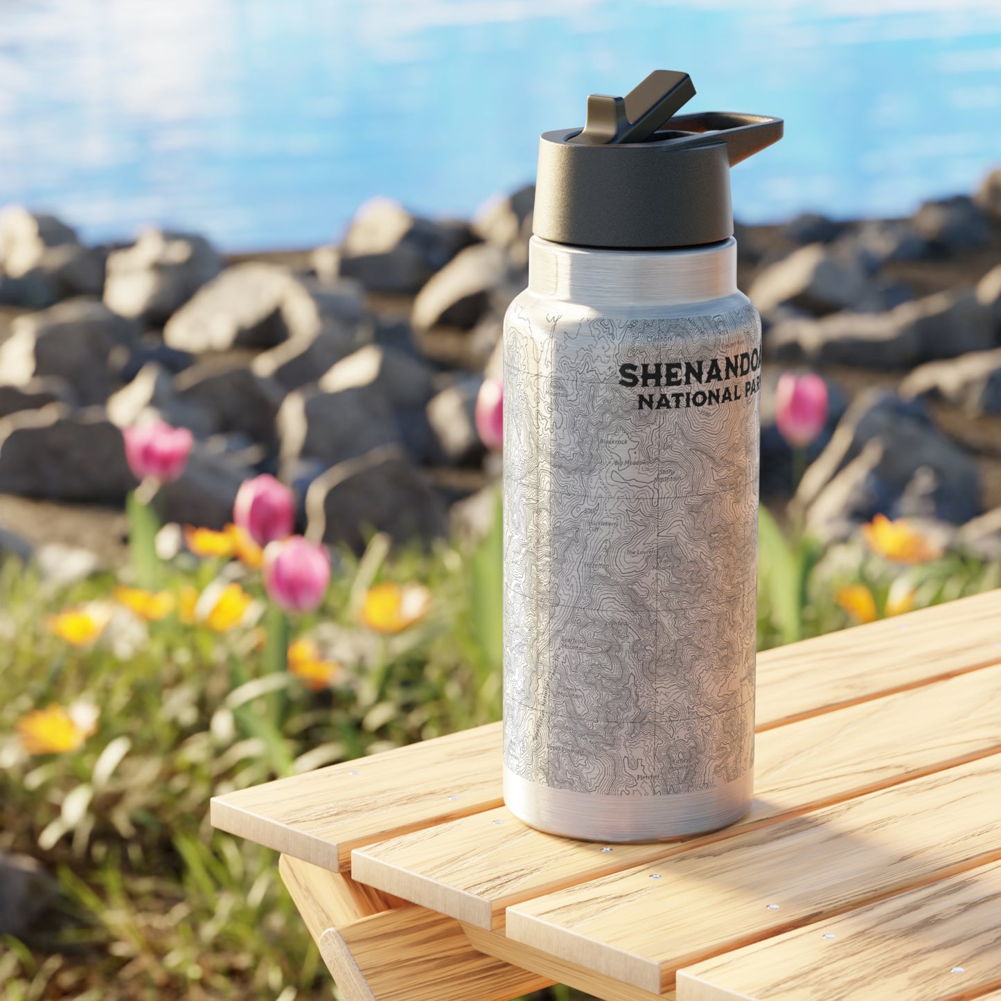 Shenandoah National Park Topographic Insulated Water Bottle Tumbler 32oz water bottle Printify