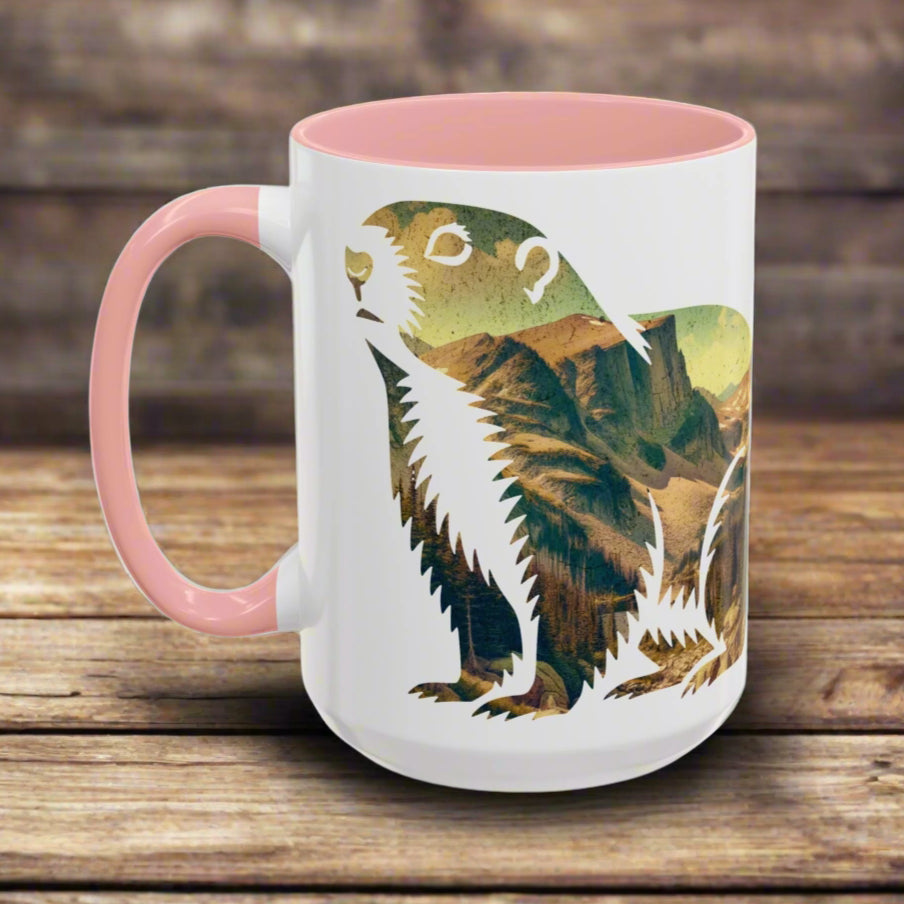 Rocky Mountain Park Marmot Colored Mug Mug Printify 15oz Black