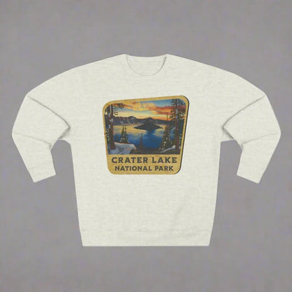 Crater Lake National Park Unisex Fit Crewneck Sweatshirt Wood Sign Lake View Sweatshirt Printify
