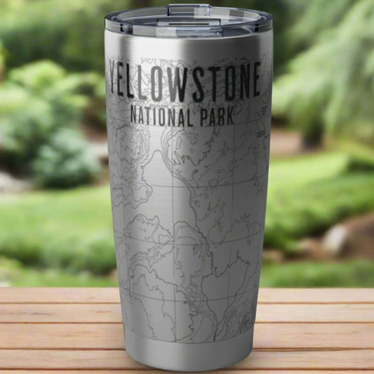 Yellowstone National Park Topographic Tumbler 20oz Mug Printify