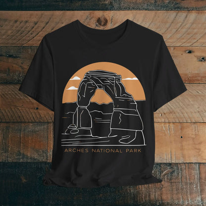Arches National Park Unisex Fit Soft T-Shirt Delicate Arch Sunset T-Shirt Printify Black S