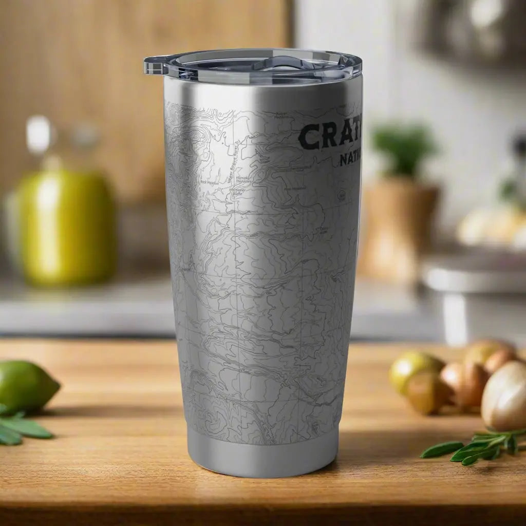 Crater Lake National Park Topographic Tumbler 20oz USGS Map Print Drinkware Printify
