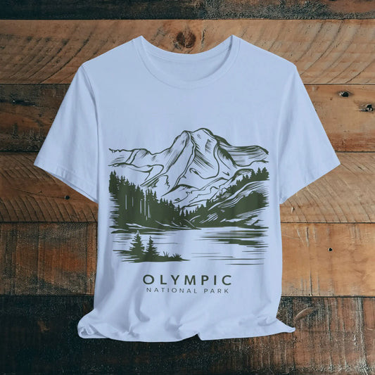 Olympic National Park Unisex Fit Soft T-Shirt Mountain View Coastal Art T-Shirt Printify Baby Blue S