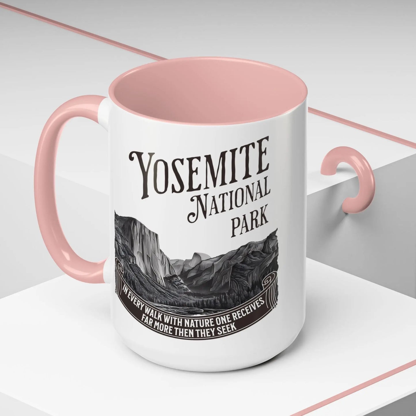 Yosemite National Park Coffee Mug 11oz 15oz Walk With Nature John Muir Quote Blue Black Pink Red Mug Printify