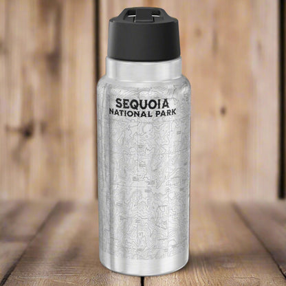 Sequoia Topographic Water Bottle Tumbler Mug Printify Silver 32oz