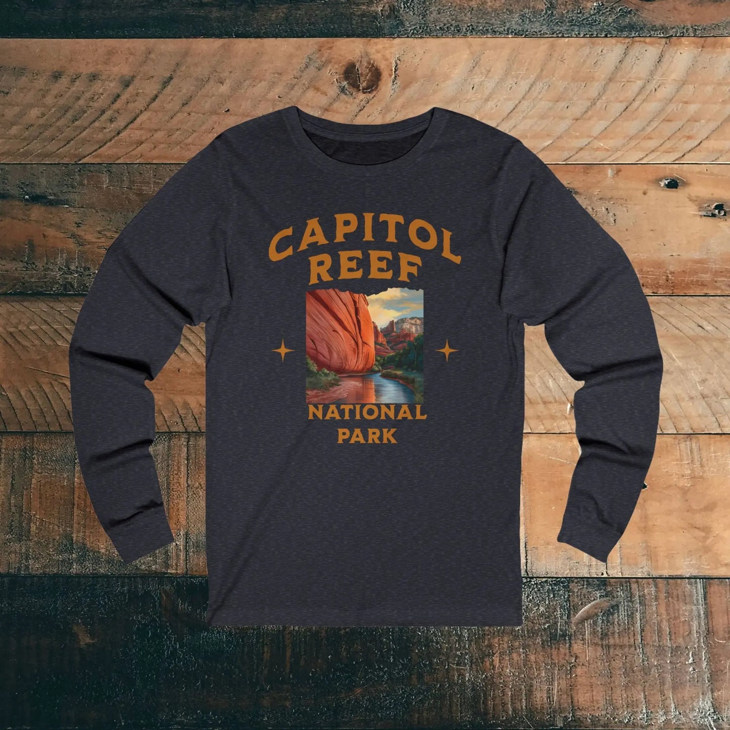 Capitol Reef National Park Unisex Long Sleeve T-shirt Utah Long-sleeve Printify S Heather Navy