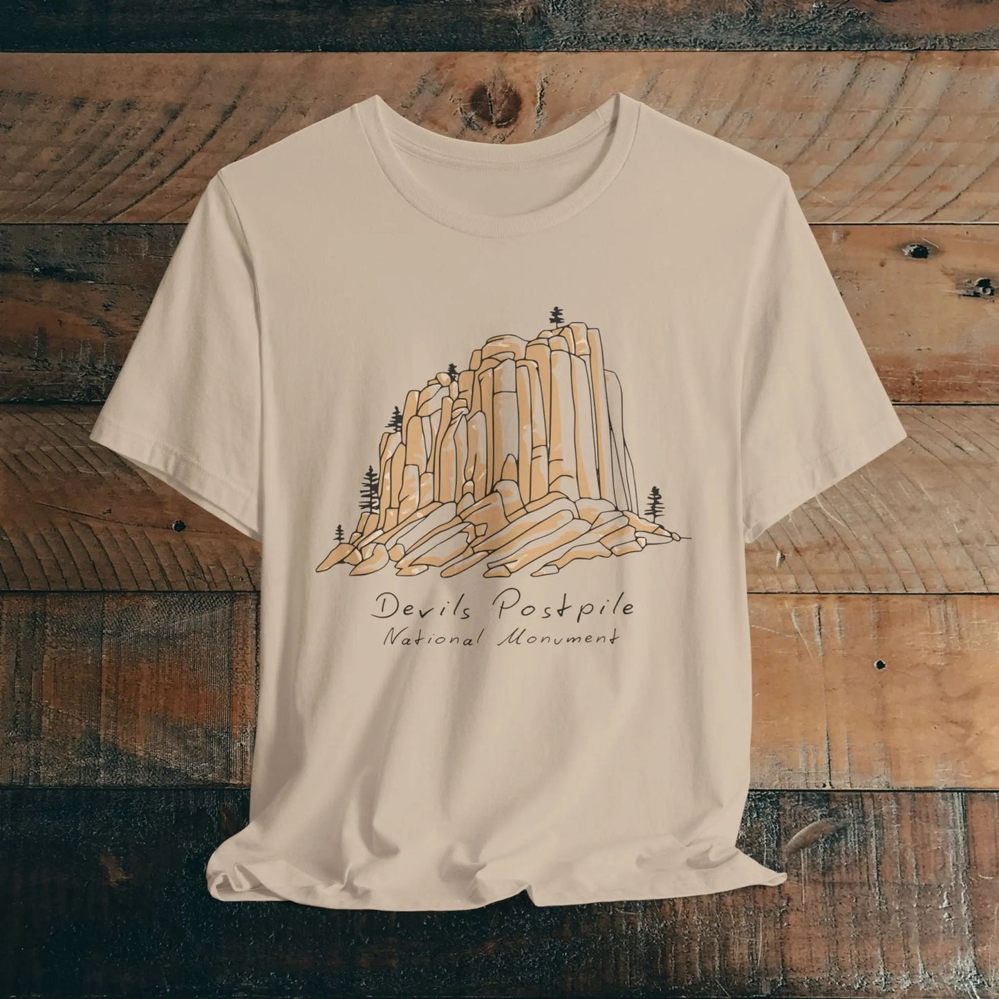 Devils Postpile National Monument Unisex T-shirt Mammoth Lakes California T-Shirt Printify Tan XS
