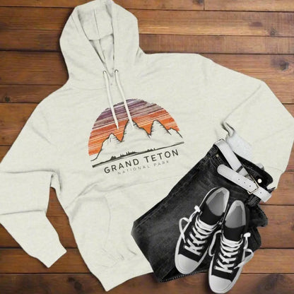 Grand Teton National Park Unisex Fit Fleece Hoodie Colorful Skyline Hoodie Printify