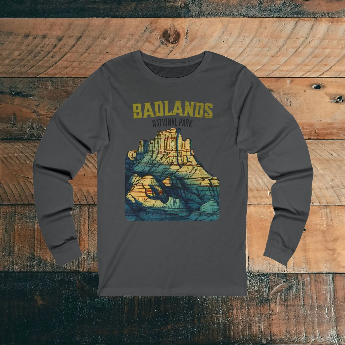 Badlands National Park Unisex Fit Long Sleeve T-shirt Long-sleeve Printify S Asphalt