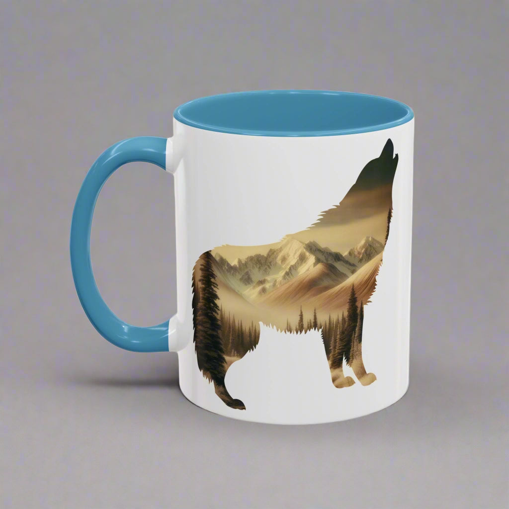 Denali Wolf Colored Mug Mug Printify 11oz Black