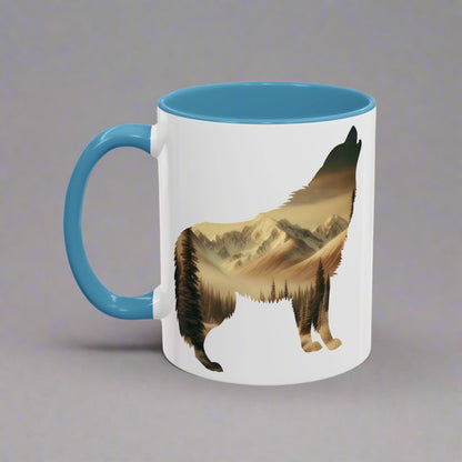 Denali Wolf Colored Mug Mug Printify 11oz Black