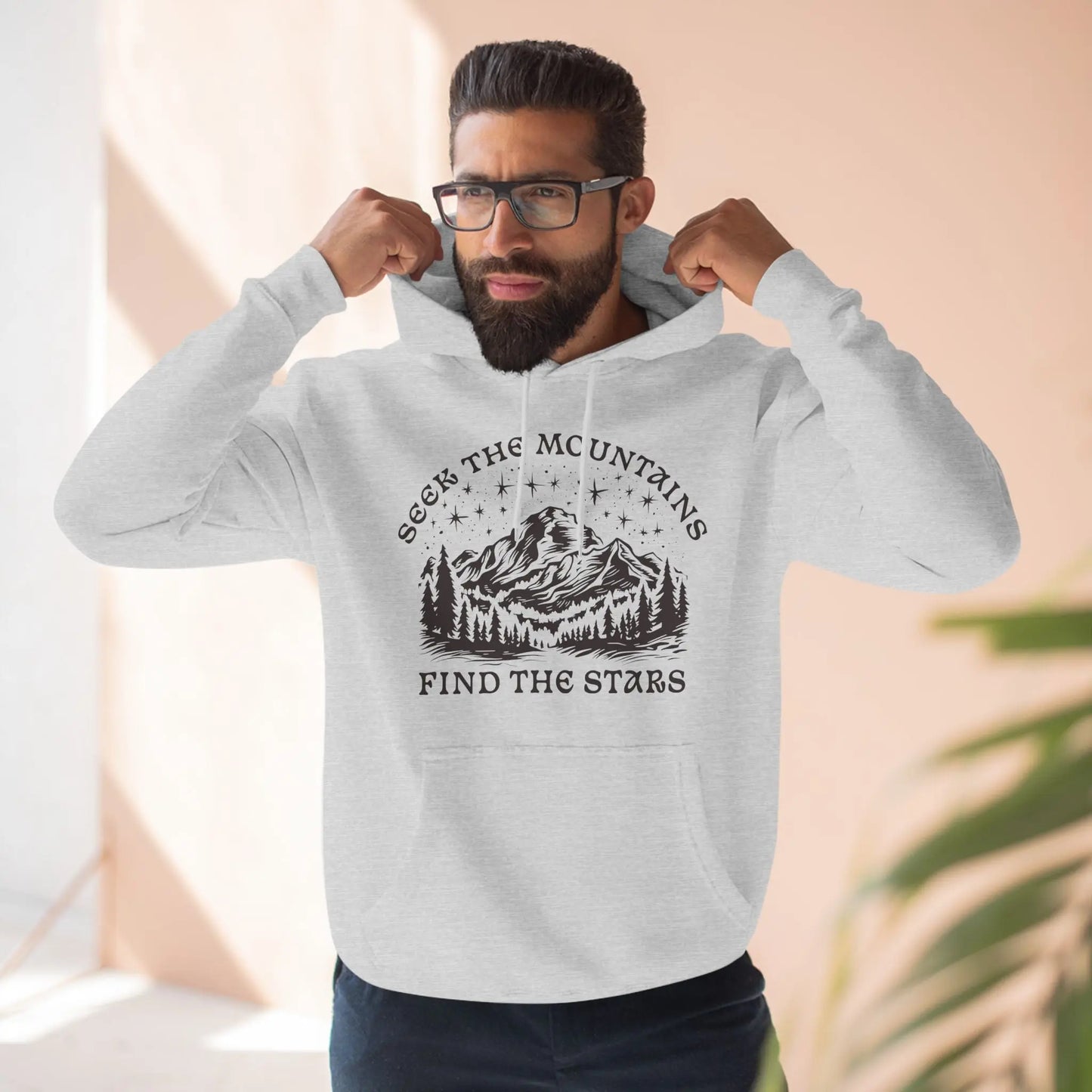 Seek The Mountains Find The Stars Outdoor Mountain Unisex Fit Fleece Hoodie Hoodie Printify