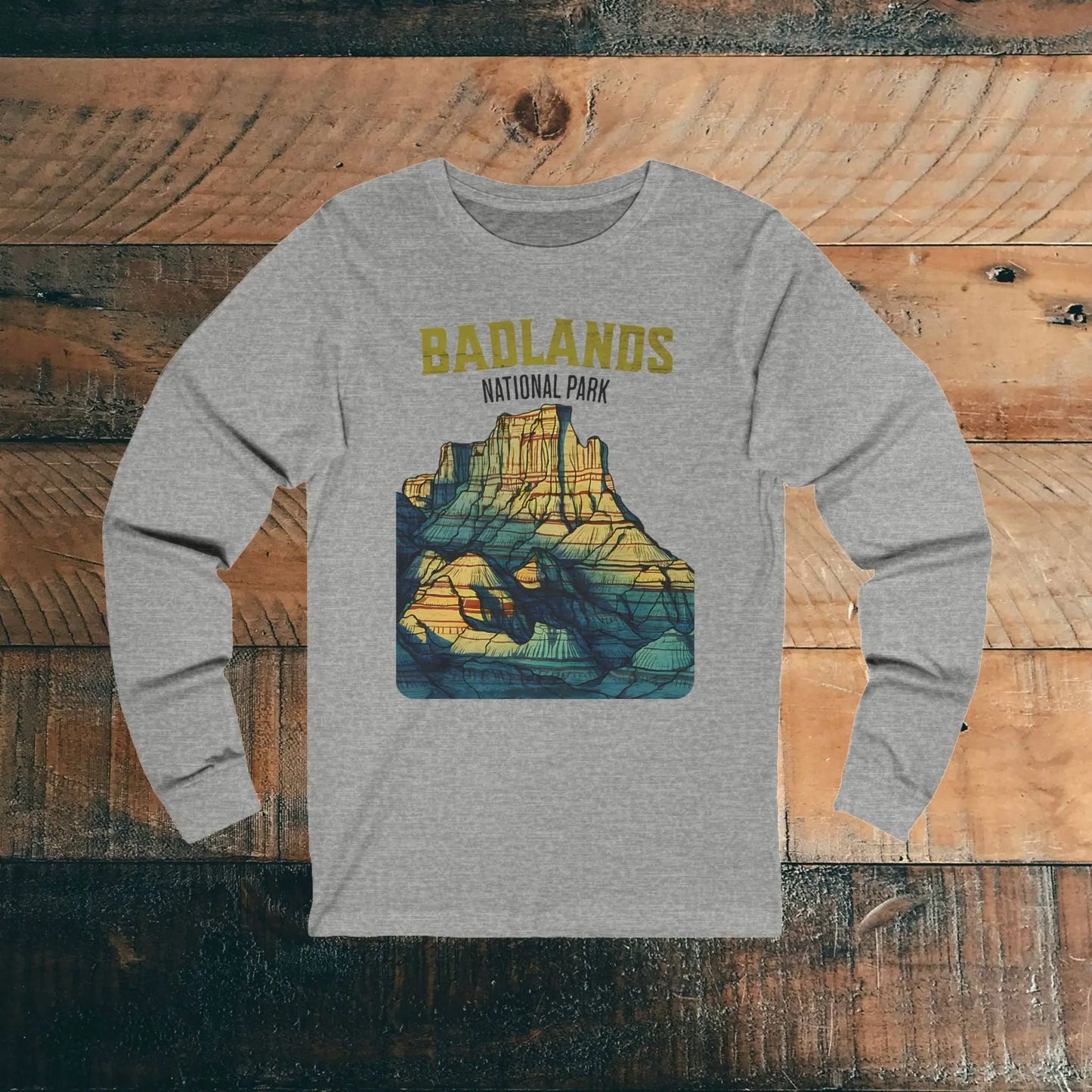 Badlands National Park Unisex Fit Long Sleeve T-shirt Long-sleeve Printify S Athletic Heather