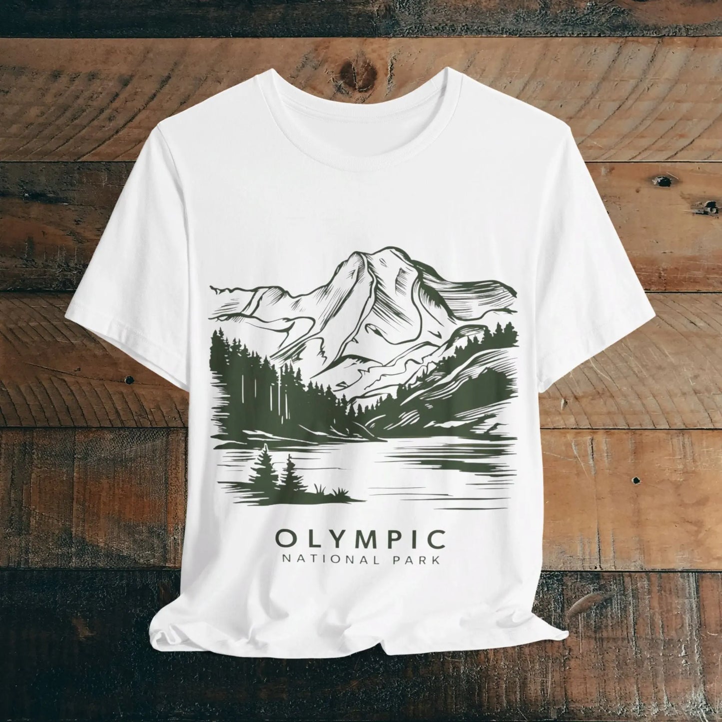 Olympic National Park Unisex Fit Soft T-Shirt Mountain View Coastal Art T-Shirt Printify White S
