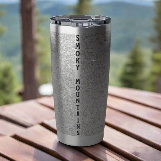 Great Smoky Mountains National Park Topographic Tumbler 20oz Mug Printify 20oz Silver
