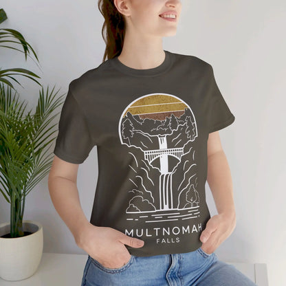 Multnomah Falls Oregon Unisex Fit Soft T-shirt River Gorge T-Shirt Printify