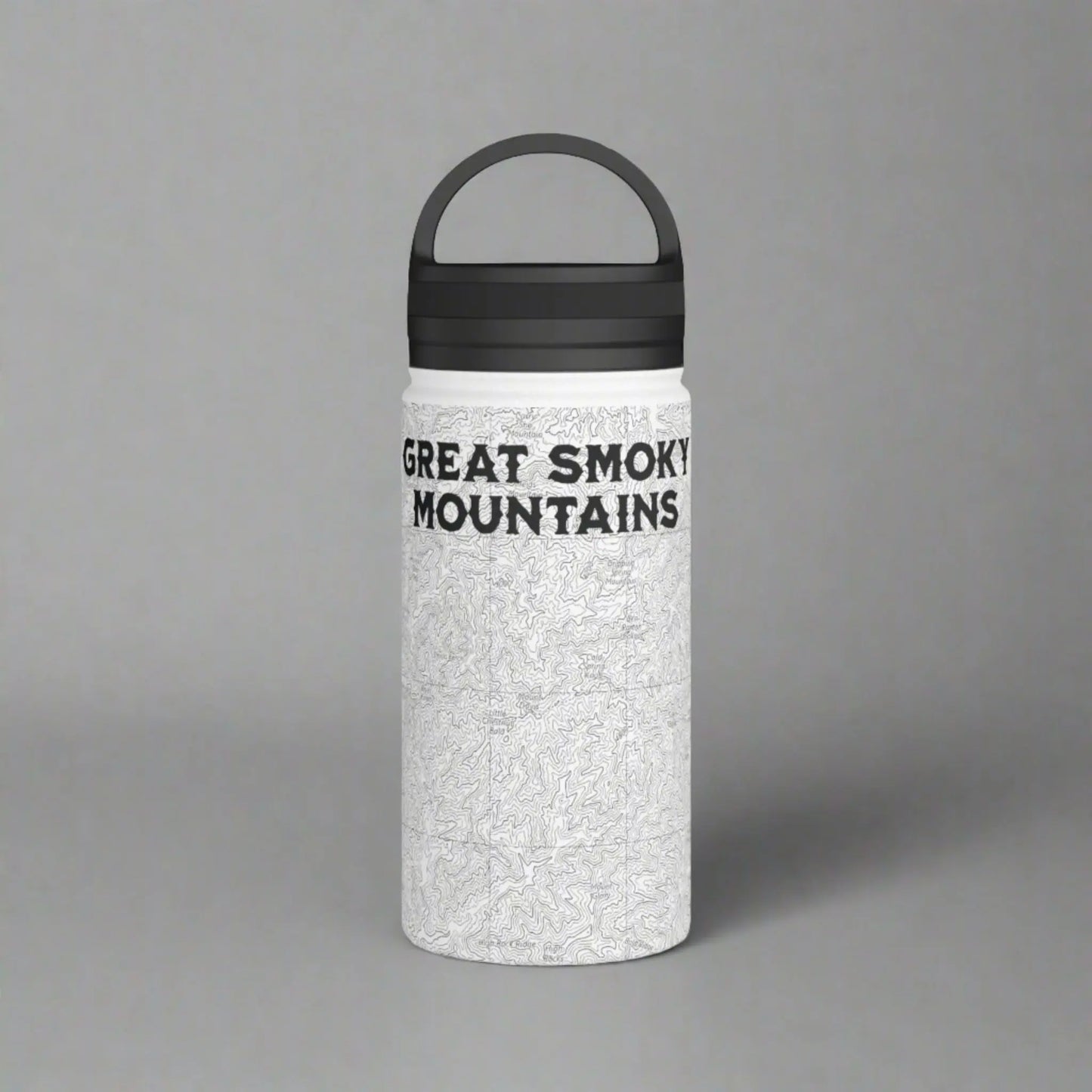 Great Smoky Mountains National Park Stainless Steel Water Bottle Handle Lid (3 Sizes, 3 Lid Options) Appalachian Trail Clingmans Dome water bottle Printify White 12oz Handle
