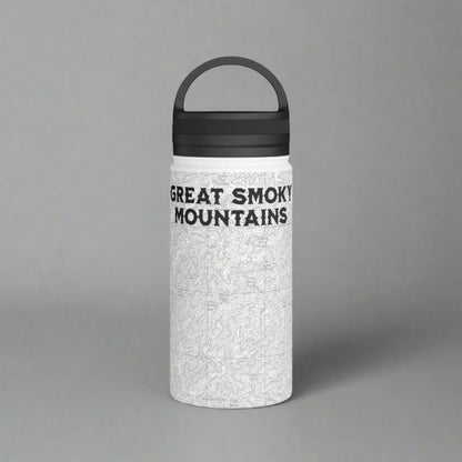 Great Smoky Mountains National Park Stainless Steel Water Bottle Handle Lid (3 Sizes, 3 Lid Options) Appalachian Trail Clingmans Dome water bottle Printify White 12oz Handle