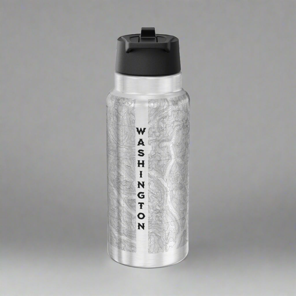 North Cascades National Park Topographic Insulated Water Bottle Tumbler 32oz water bottle Printify
