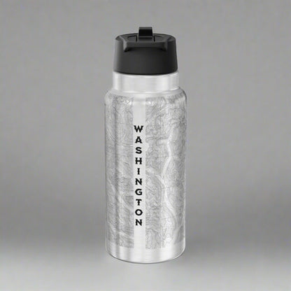 North Cascades National Park Topographic Insulated Water Bottle Tumbler 32oz water bottle Printify