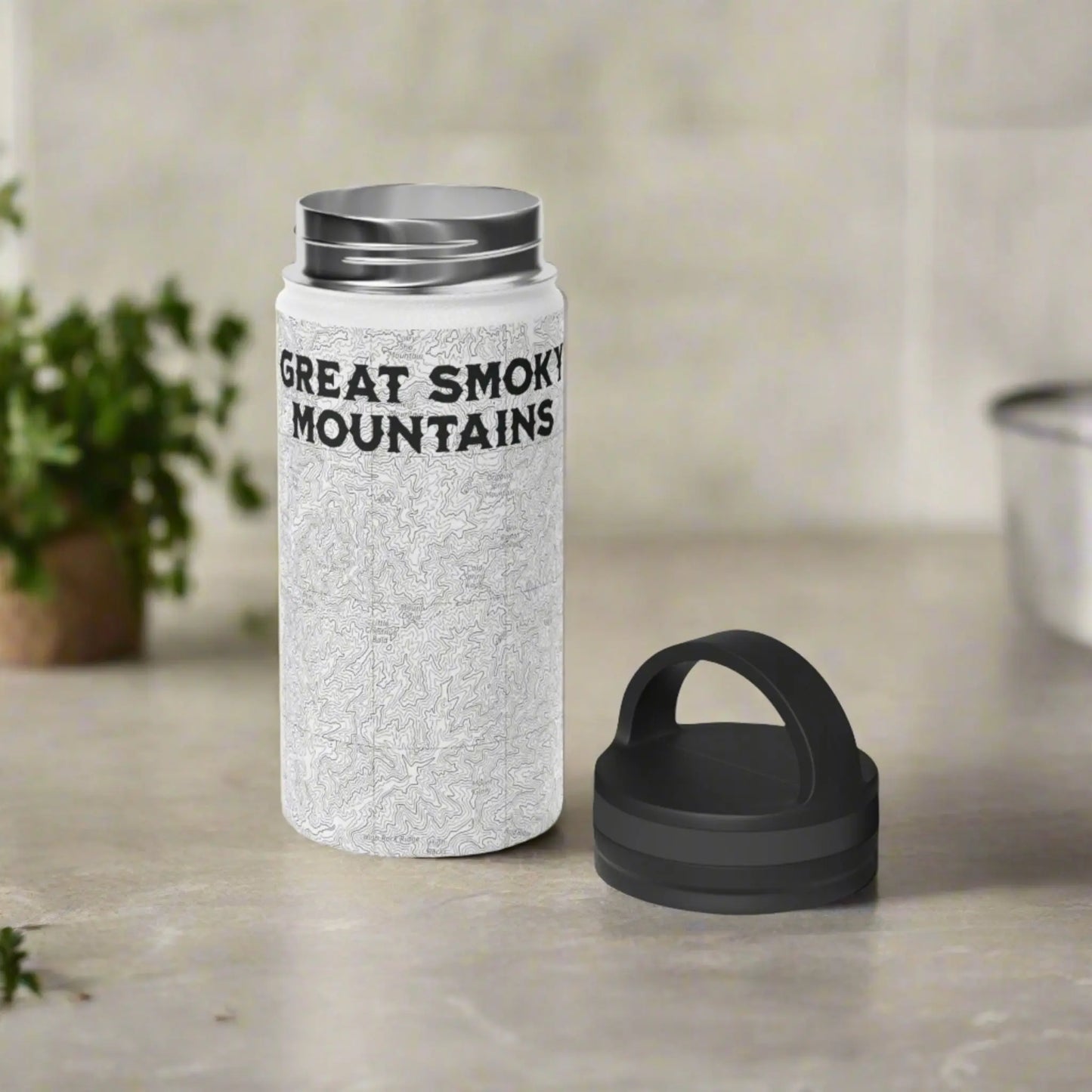 Great Smoky Mountains National Park Stainless Steel Water Bottle Handle Lid (3 Sizes, 3 Lid Options) Appalachian Trail Clingmans Dome water bottle Printify