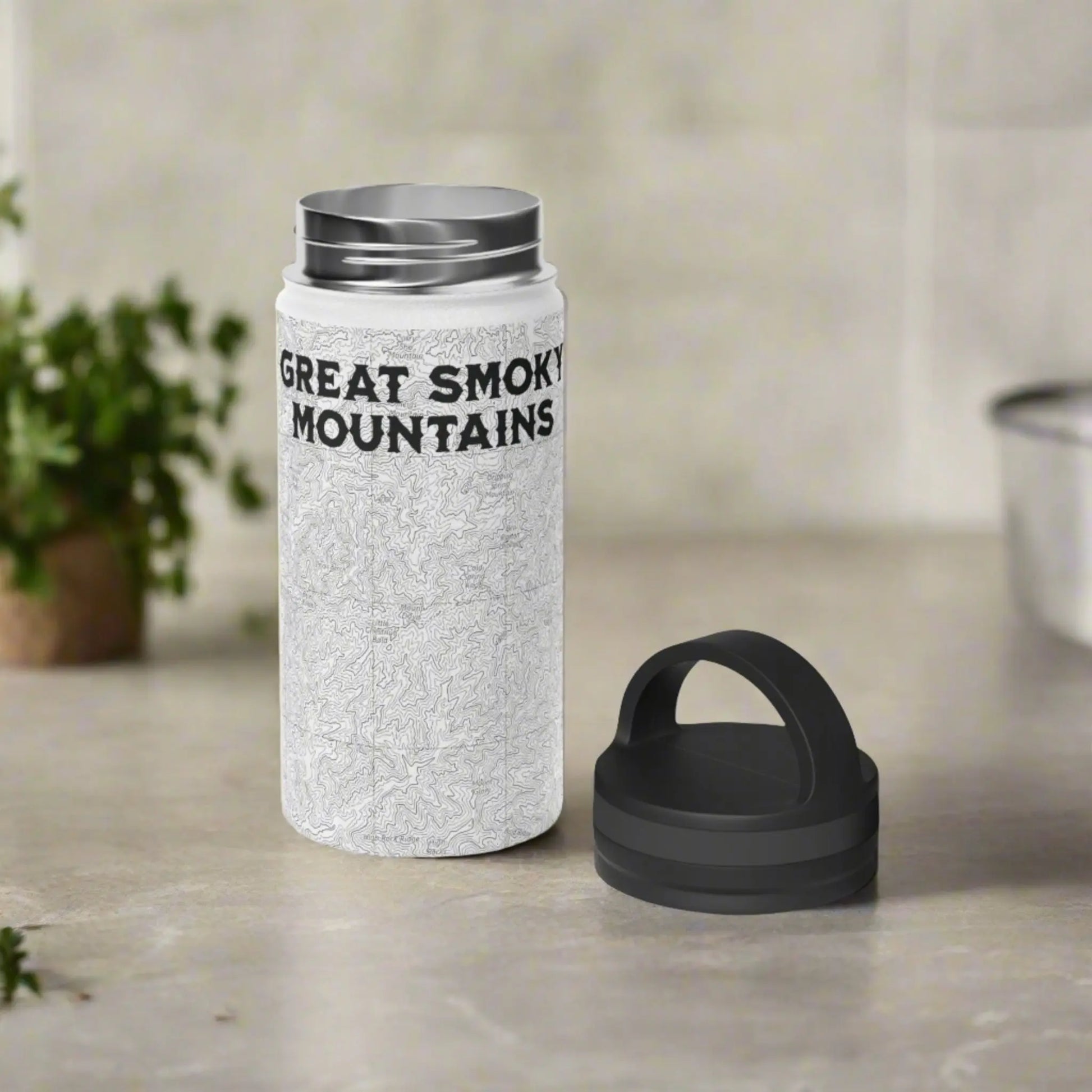 Great Smoky Mountains National Park Stainless Steel Water Bottle Handle Lid (3 Sizes, 3 Lid Options) Appalachian Trail Clingmans Dome water bottle Printify