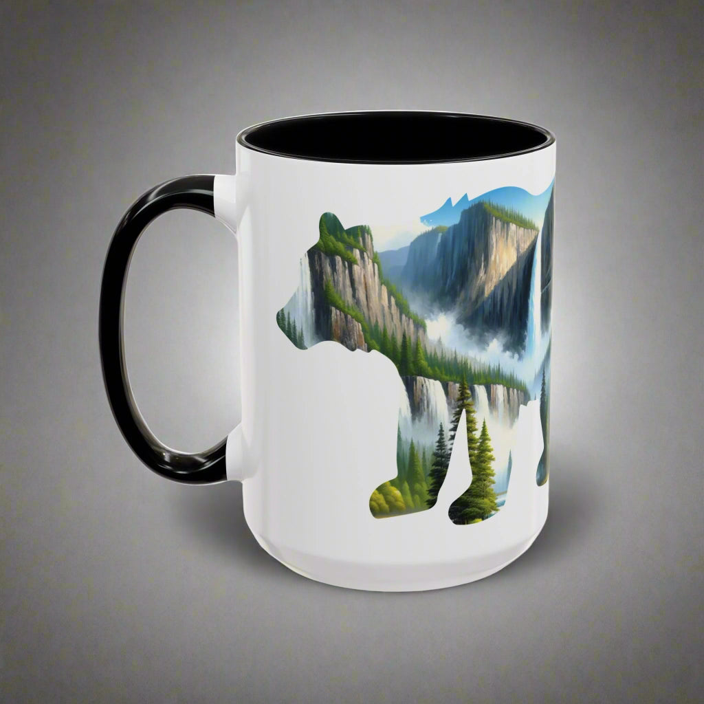 Yosemite Bear Colored Mug Mug Printify 15oz Black