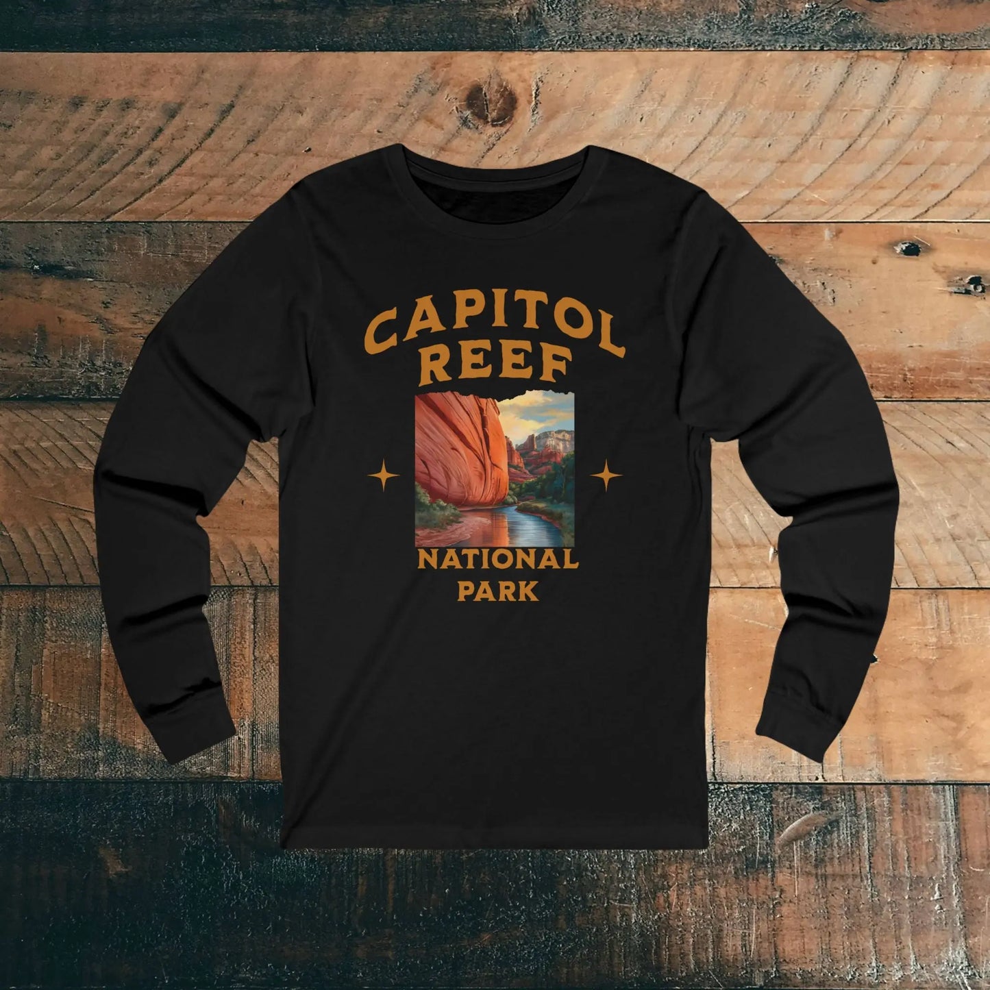 Capitol Reef National Park Unisex Long Sleeve T-shirt Utah Long-sleeve Printify S Black