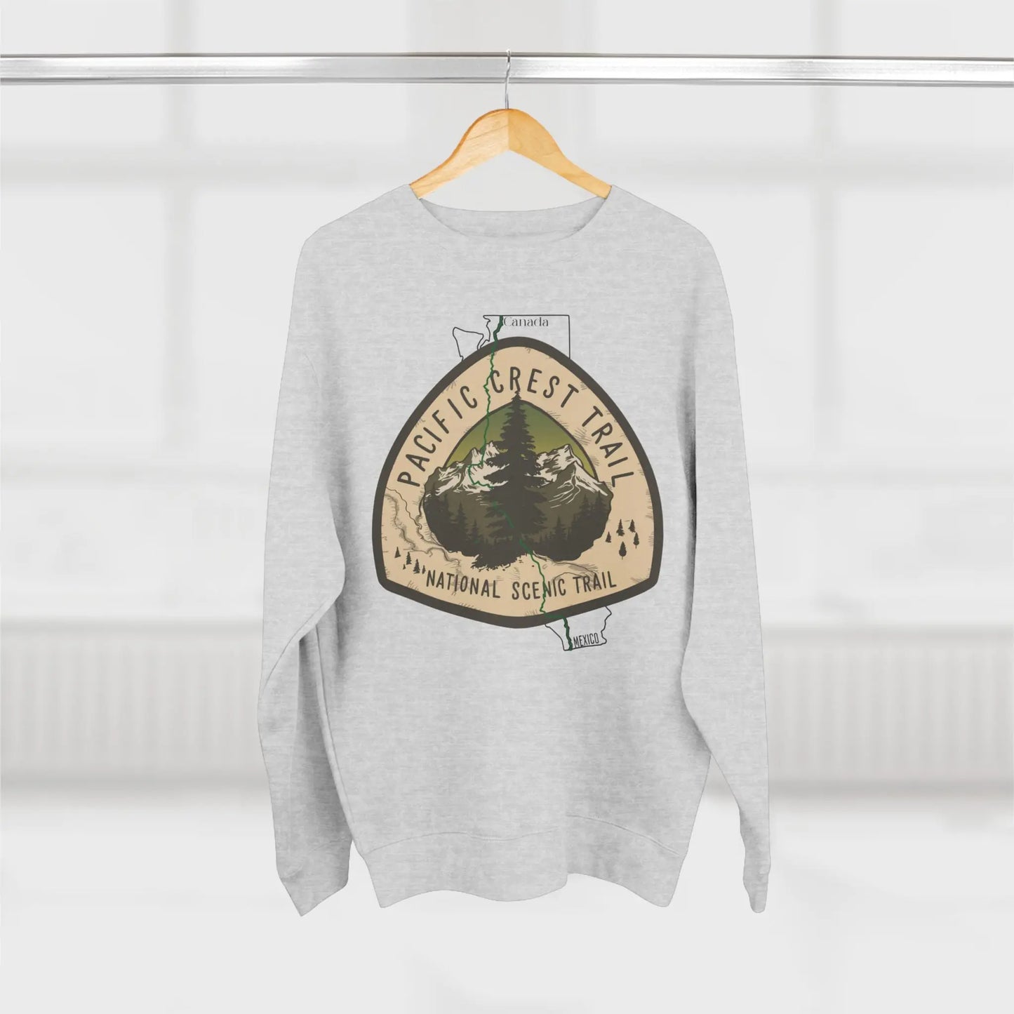 Pacific Crest National Scenic Trail Unisex Crewneck Sweatshirt PCT Map Logo Sweatshirt Printify