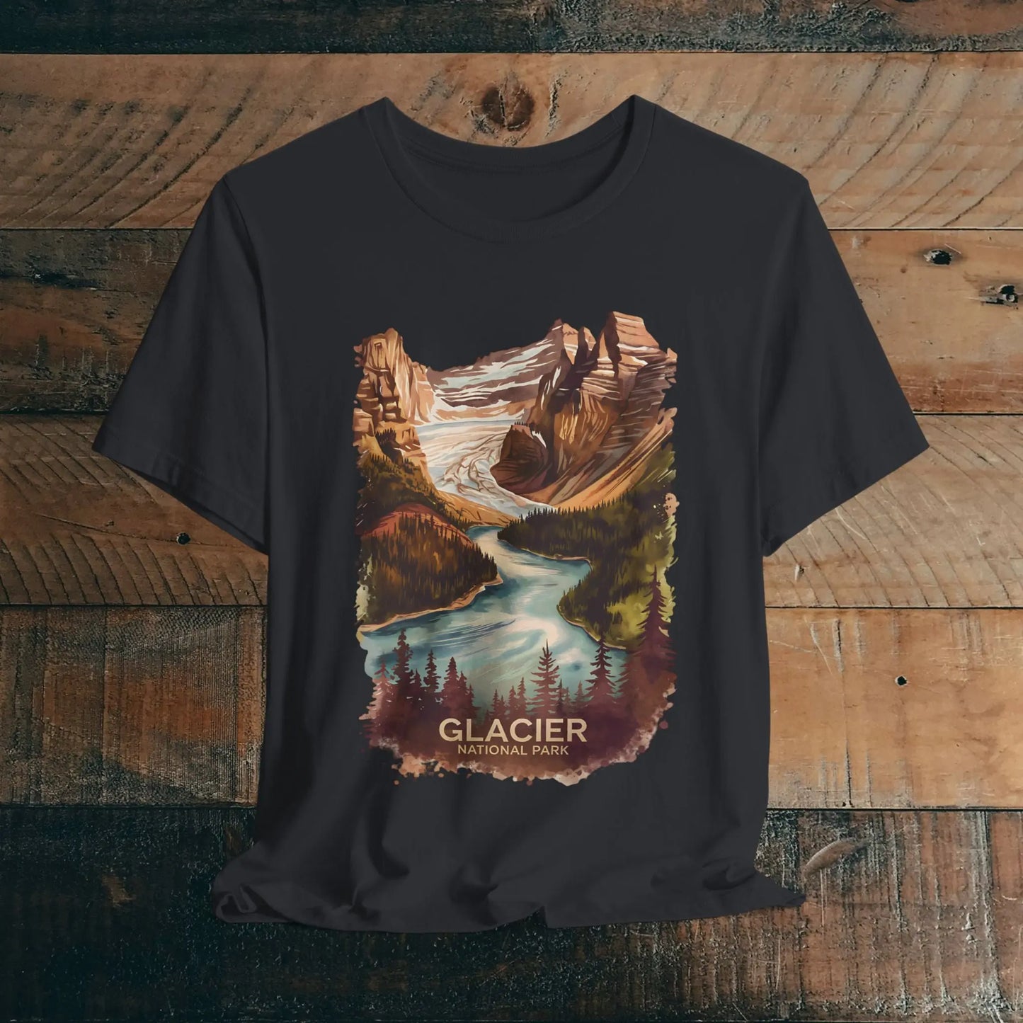 Glacier National Park Unisex T-Shirt T-Shirt Printify Vintage Black XS