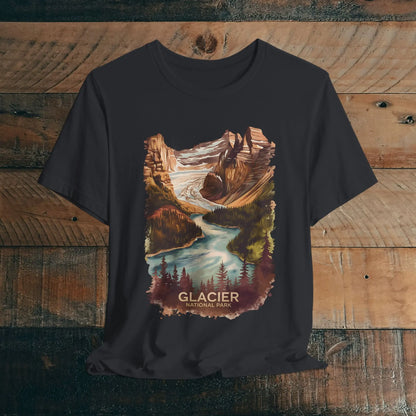 Glacier National Park Unisex T-Shirt T-Shirt Printify Vintage Black XS