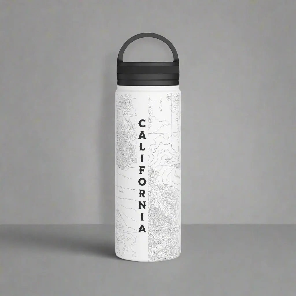 Joshua Tree National Park Topographic Stainless Steel Water Bottle Handle Lid California water bottle Printify