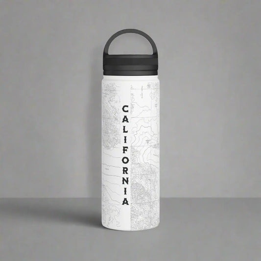 Joshua Tree National Park Topographic Stainless Steel Water Bottle Handle Lid California water bottle Printify