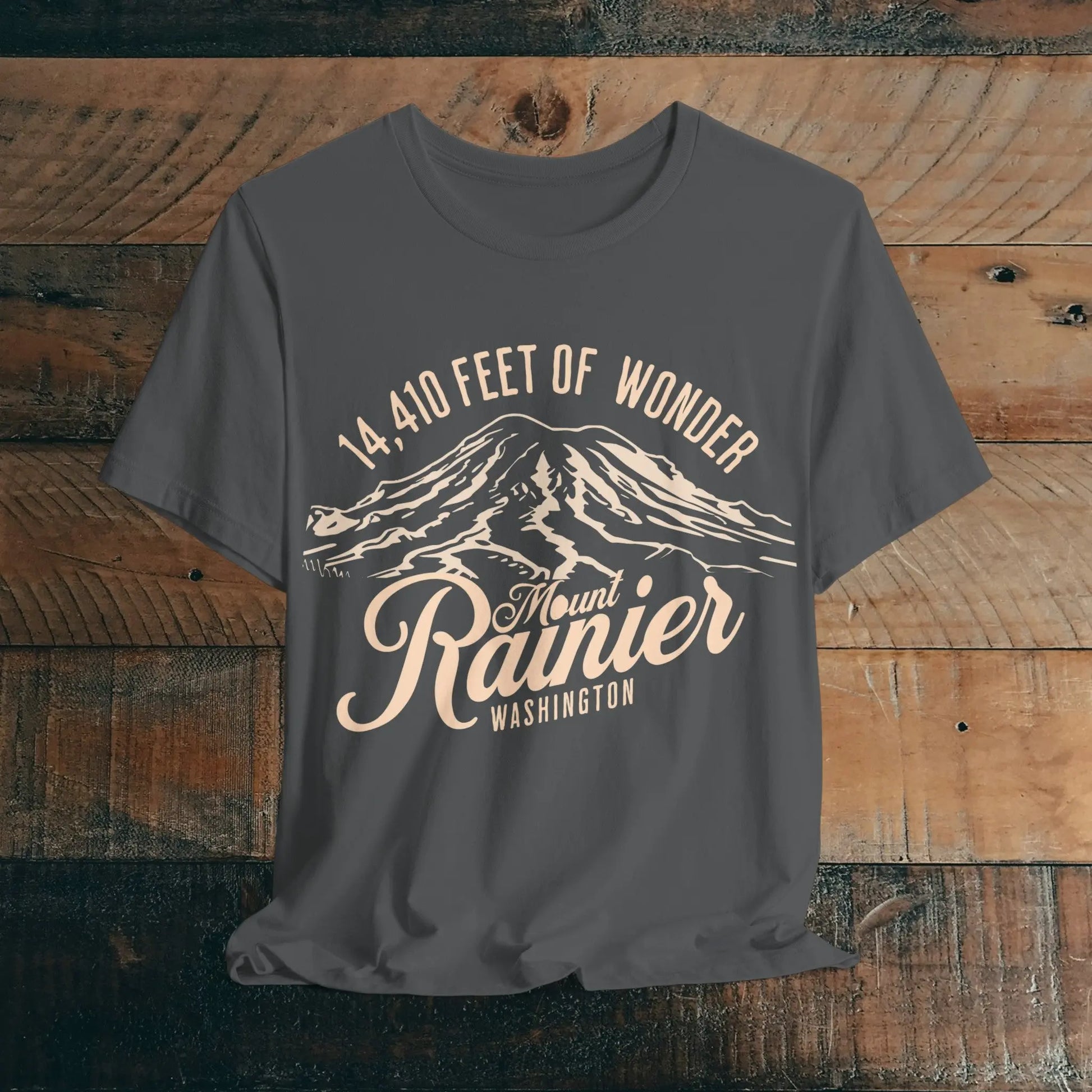 Mount Rainier Washington Unisex Soft Short Sleeve T-Shirt 14k Ft Of Wonder T-Shirt Printify Asphalt S