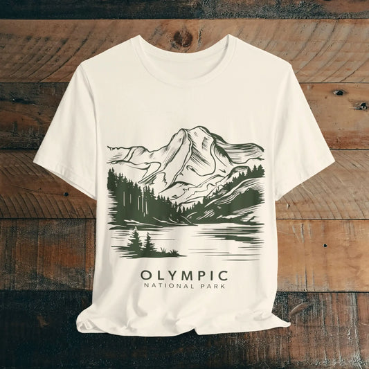 Olympic National Park Unisex Fit Soft T-Shirt Mountain View Coastal Art T-Shirt Printify Natural S