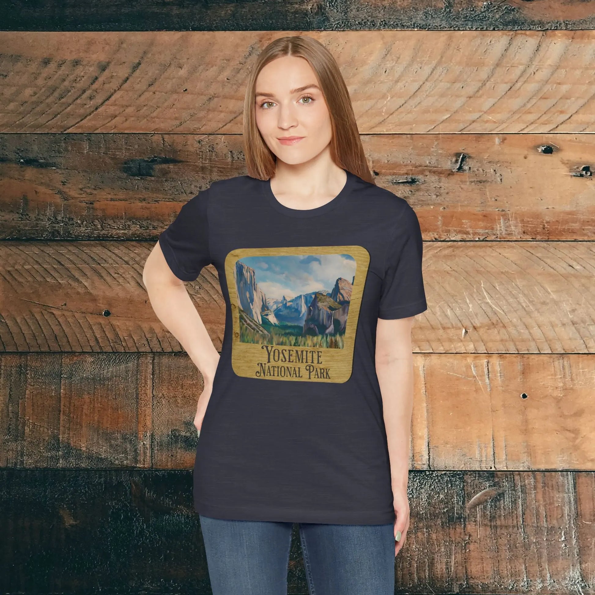 Yosemite National Park Unisex Fit Short Sleeve T-Shirt Wood Sign T-Shirt Printify