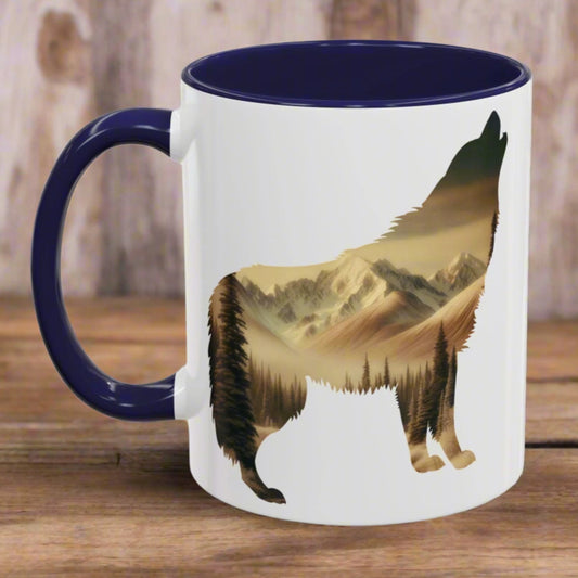 Denali Wolf Colored Mug Mug Printify