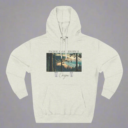 Pacific Coast Highway Oregon Shore Unisex Fit Fleece Hoodie HWY 101 Hoodie Printify S Oatmeal Heather